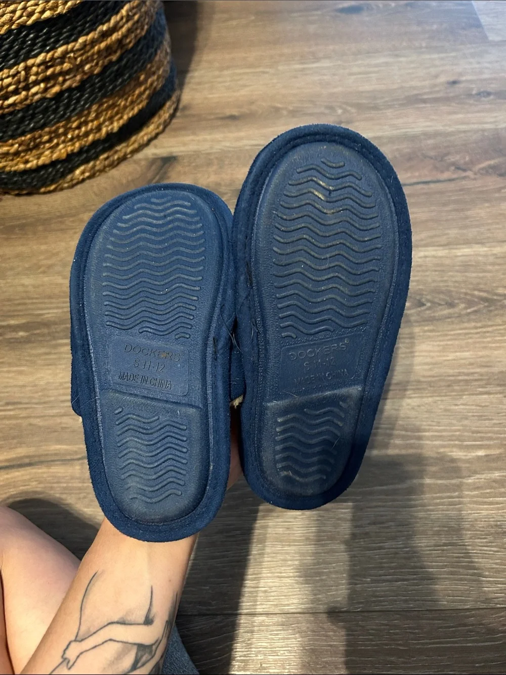 Kids Dockers Navy Slip-On Fleece-Lined House Slippers